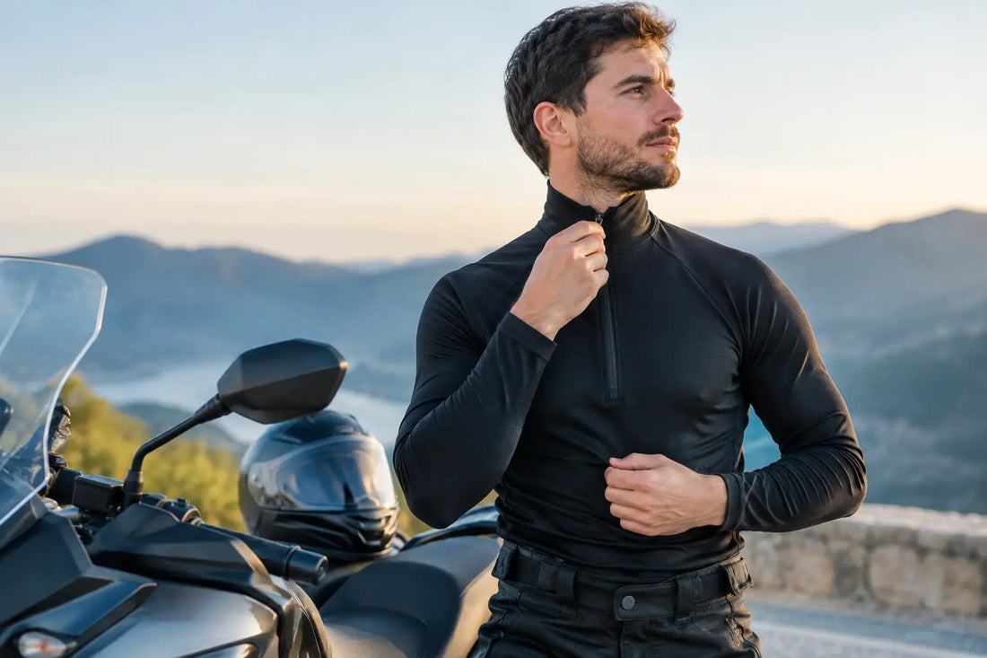 Zip Neck Motorcycle Baselayer for Long Rides