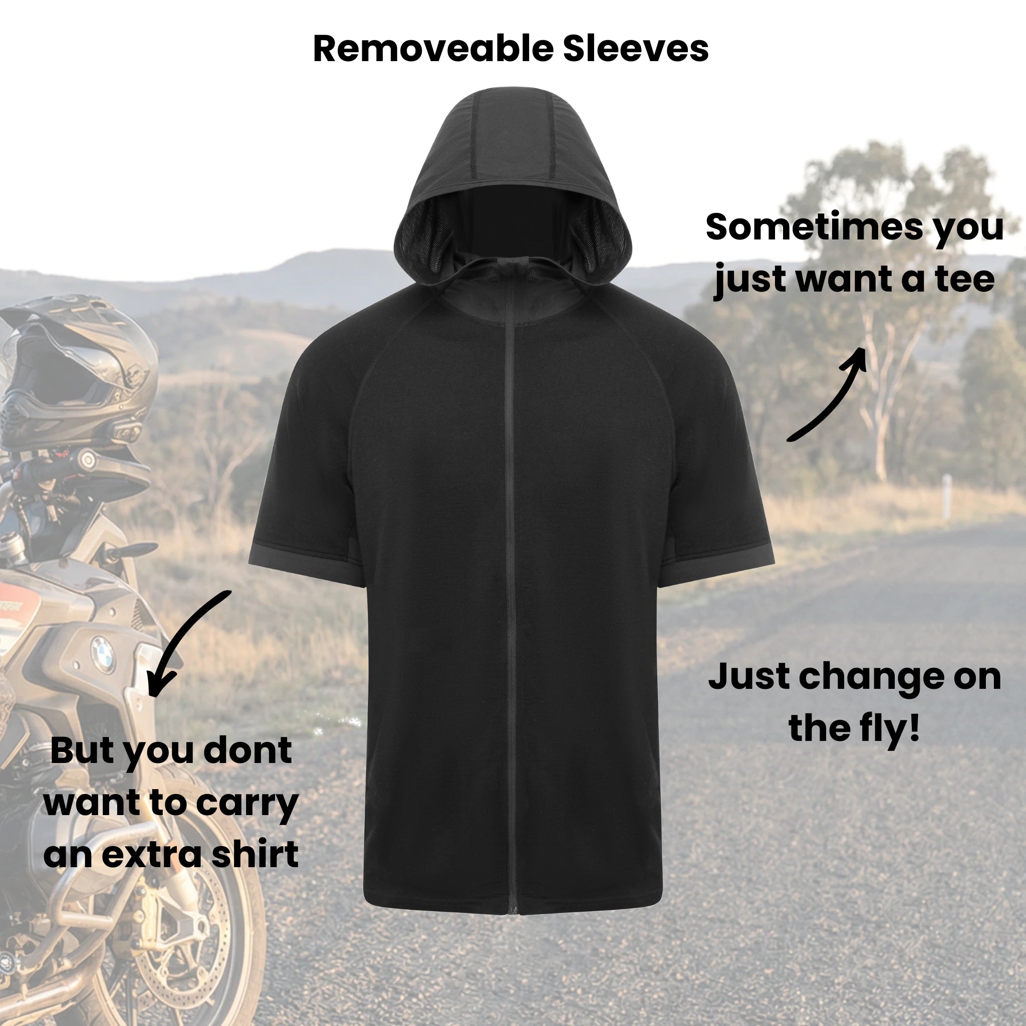 Altouris merino motorcycle baselayer with sleeves removed