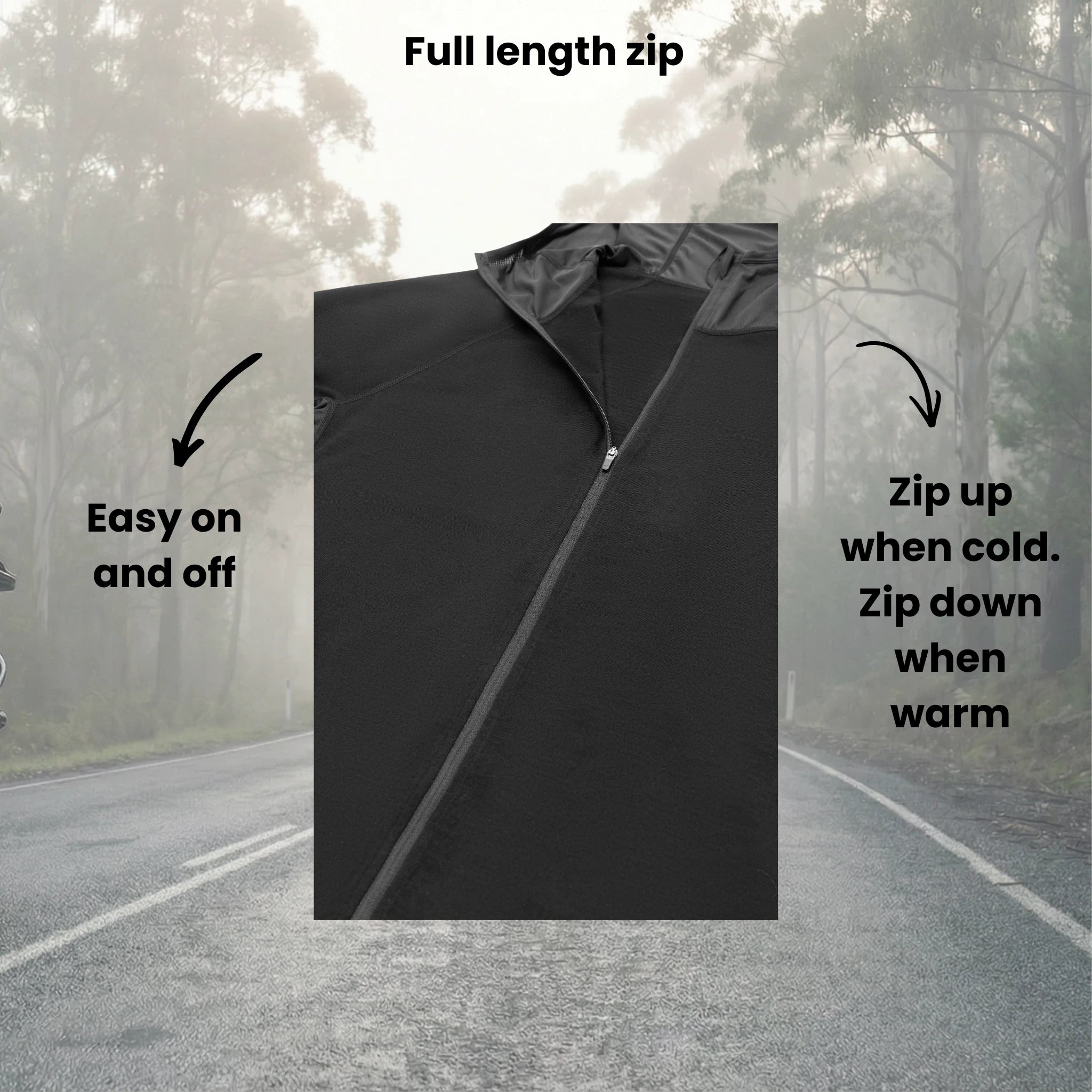 Altouris merino technical base layer with zipper