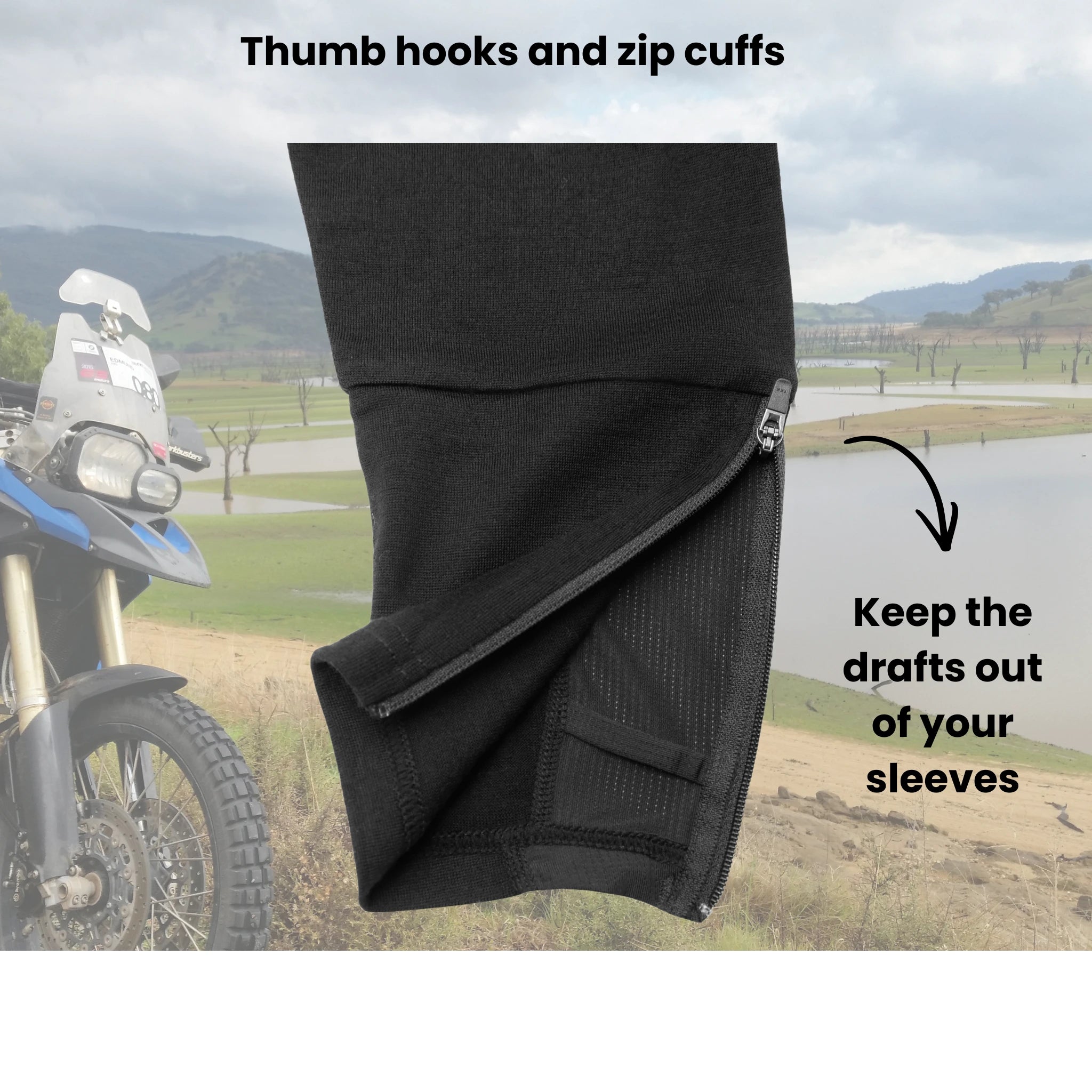 Altouris technical merino baselayer with thumb hooks